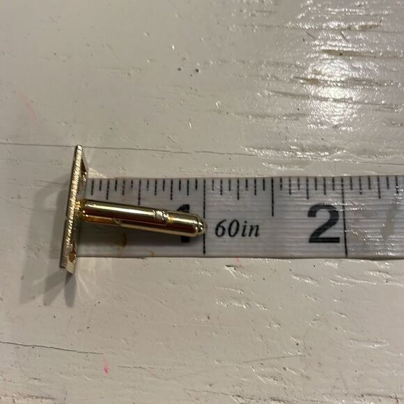 Vintage-1960s-Shields gold tone geometric space age bullet back cuff links - Picture 10 of 13